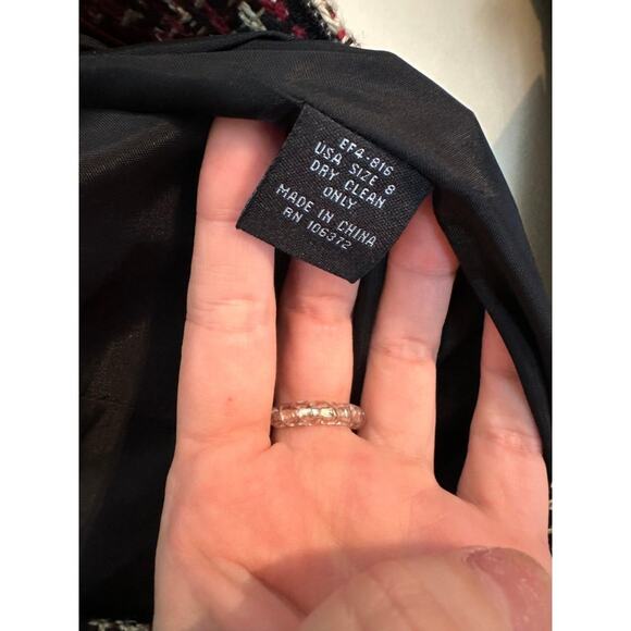 Perry Ellis Women's Tweed Zip V-Neck Blazer Jacket Size 8 Coat Red Black - Picture 5 of 7